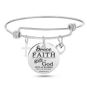 Bible Scripture Charm Bracelet Eph 2: 8-9